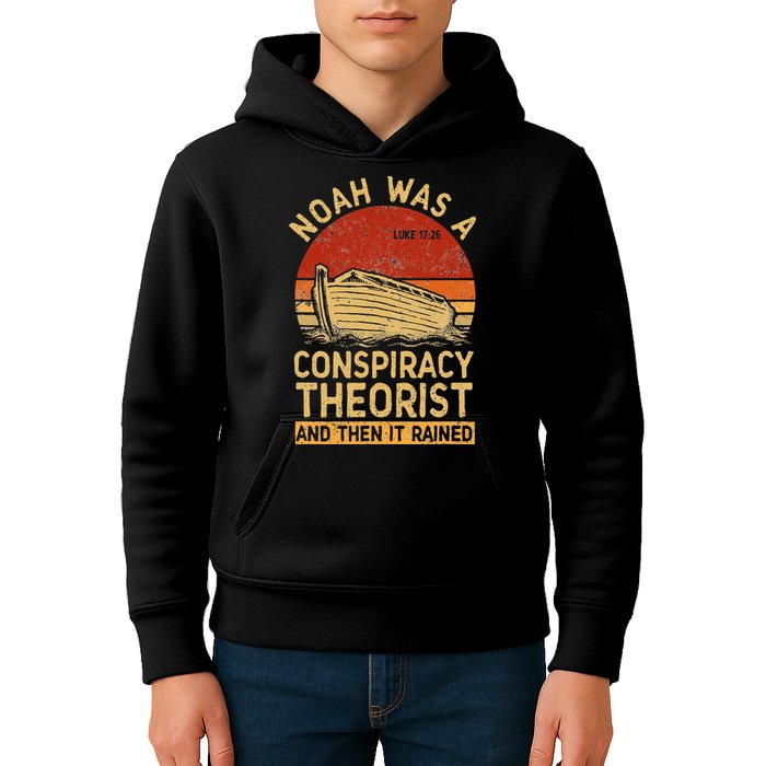 Conservative Christian Noah Was A Conspiracy Theorist Retro Kids Hoodie