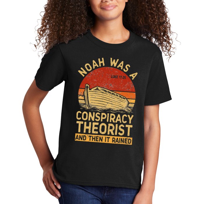 Conservative Christian Noah Was A Conspiracy Theorist Retro Kids T-Shirt