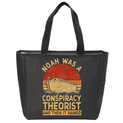 Conservative Christian Noah Was A Conspiracy Theorist Retro Zip Tote Bag