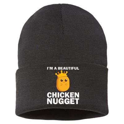 Cute Chicken Nugget Art Chicken Nugget Lover Sustainable Knit Beanie
