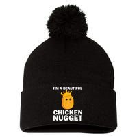 Cute Chicken Nugget Art Chicken Nugget Lover Pom Pom 12in Knit Beanie