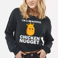 Cute Chicken Nugget Art Chicken Nugget Lover Cropped Pullover Crew