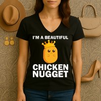 Cute Chicken Nugget Art Chicken Nugget Lover Women's V-Neck T-Shirt