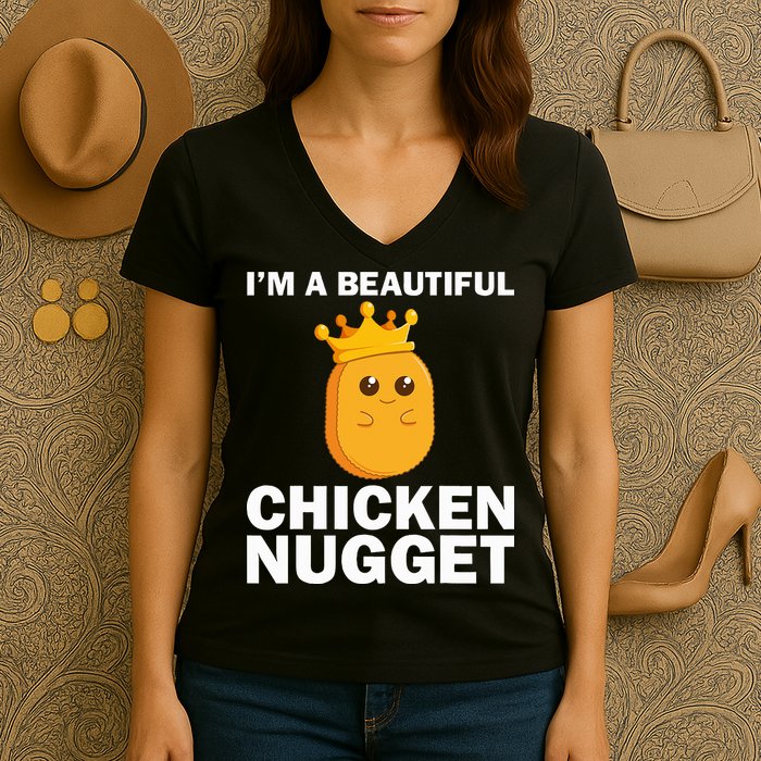 Cute Chicken Nugget Art Chicken Nugget Lover Women's V-Neck T-Shirt