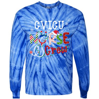 Cvicu Christmas Nurse Crew Funny Nursing Christmas Pattern Gift Tie-Dye Long Sleeve Shirt