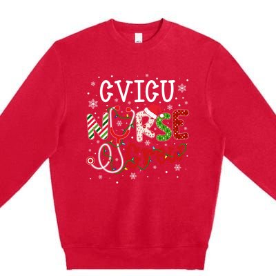 Cvicu Christmas Nurse Crew Funny Nursing Christmas Pattern Gift Premium Crewneck Sweatshirt