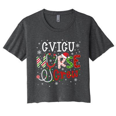 Cvicu Christmas Nurse Crew Funny Nursing Christmas Pattern Gift Women's Crop Top Tee