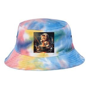 Cat Cooking Noodles Gift Tie Dye Newport Bucket Hat