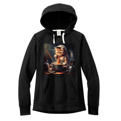 Cat Cooking Noodles Gift Women's Fleece Hoodie