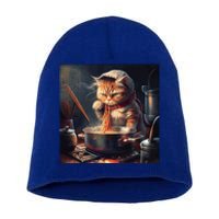 Cat Cooking Noodles Gift Short Acrylic Beanie