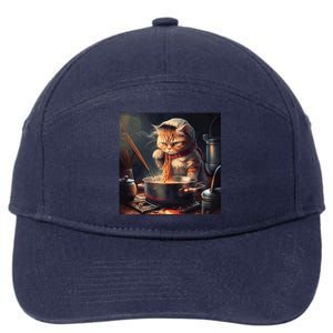 Cat Cooking Noodles Gift 7-Panel Snapback Hat