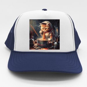 Cat Cooking Noodles Gift Trucker Hat