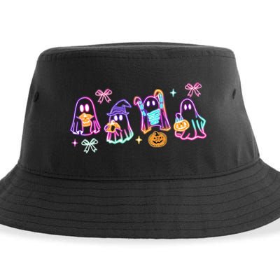 Cute Colorful Neon Boo Ghost Halloween Spooky Season Sustainable Bucket Hat