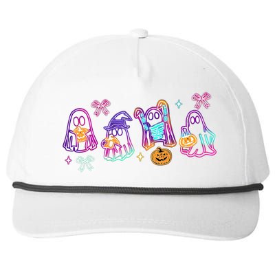 Cute Colorful Neon Boo Ghost Halloween Spooky Season Snapback Five-Panel Rope Hat