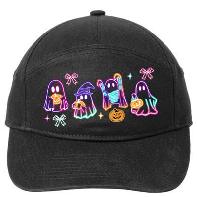 Cute Colorful Neon Boo Ghost Halloween Spooky Season 7-Panel Snapback Hat