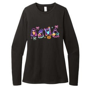 Cute Colorful Neon Boo Ghost Halloween Spooky Season Womens CVC Long Sleeve Shirt