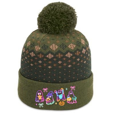 Cute Colorful Neon Boo Ghost Halloween Spooky Season The Baniff Cuffed Pom Beanie