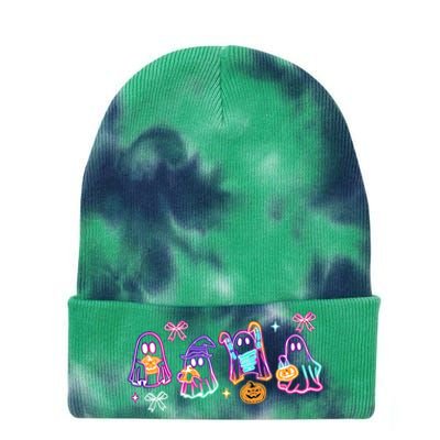 Cute Colorful Neon Boo Ghost Halloween Spooky Season Tie Dye 12in Knit Beanie