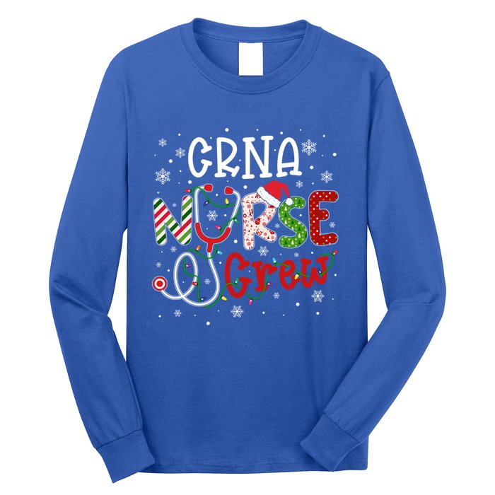 Crna Christmas Nurse Crew Funny Nursing Christmas Pattern Funny Gift Long Sleeve Shirt