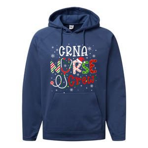 Crna Christmas Nurse Crew Funny Nursing Christmas Pattern Funny Gift Performance Fleece Hoodie