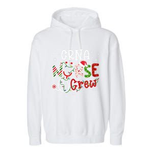 Crna Christmas Nurse Crew Funny Nursing Christmas Pattern Funny Gift Garment-Dyed Fleece Hoodie