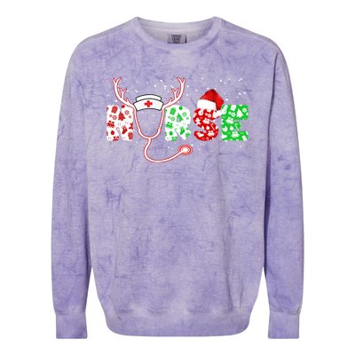 Cute Christmas Nurse Logo Colorblast Crewneck Sweatshirt