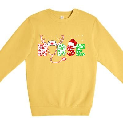 Cute Christmas Nurse Logo Premium Crewneck Sweatshirt