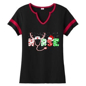 Cute Christmas Nurse Logo Ladies Halftime Notch Neck Tee