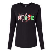 Cute Christmas Nurse Logo Womens Cotton Relaxed Long Sleeve T-Shirt