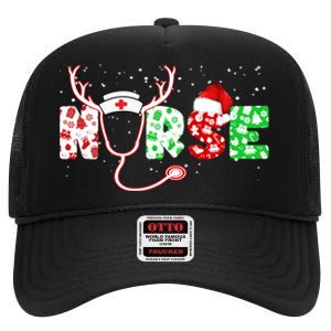 Cute Christmas Nurse Logo High Crown Mesh Back Trucker Hat