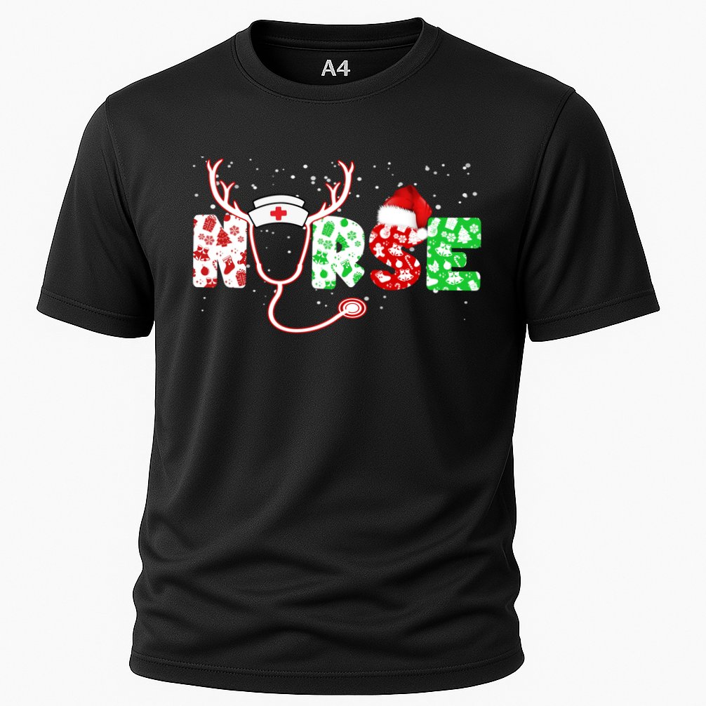 Cute Christmas Nurse Logo Cooling Performance Crew T-Shirt