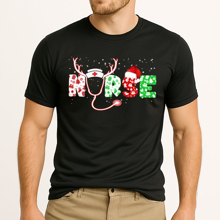 Cute Christmas Nurse Logo Cooling Performance Crew T-Shirt