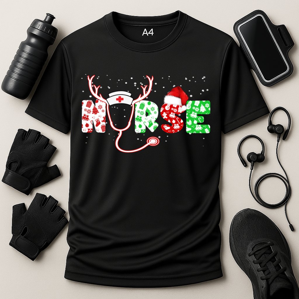 Cute Christmas Nurse Logo Cooling Performance Crew T-Shirt