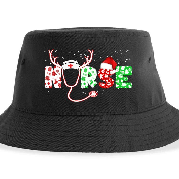 Cute Christmas Nurse Logo Sustainable Bucket Hat