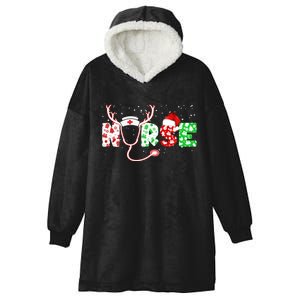 Cute Christmas Nurse Logo Hooded Wearable Blanket