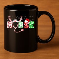 Cute Christmas Nurse Logo 11oz C Handle Ceramic Mug