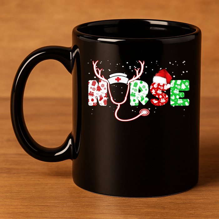 Cute Christmas Nurse Logo 11oz C Handle Ceramic Mug