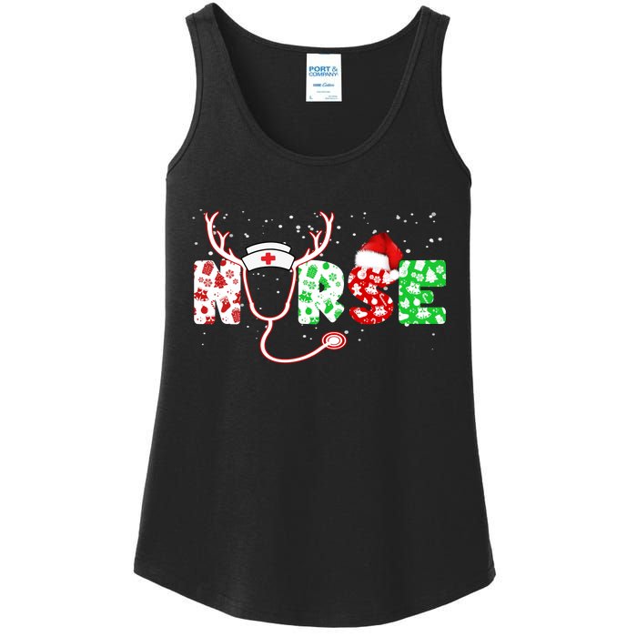 Cute Christmas Nurse Logo Ladies Essential Tank