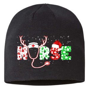 Cute Christmas Nurse Logo Sustainable Beanie