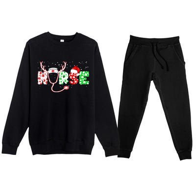 Cute Christmas Nurse Logo Premium Crewneck Sweatsuit Set