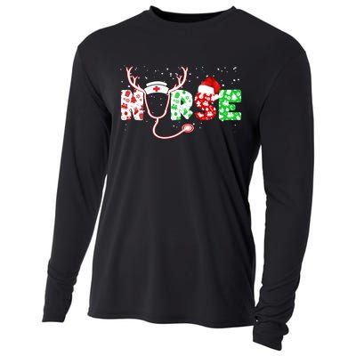 Cute Christmas Nurse Logo Cooling Performance Long Sleeve Crew