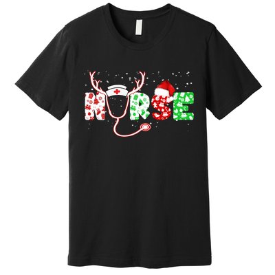 Cute Christmas Nurse Logo Premium T-Shirt