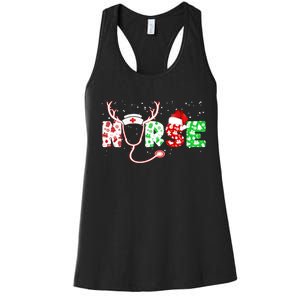 Cute Christmas Nurse Logo Women's Racerback Tank