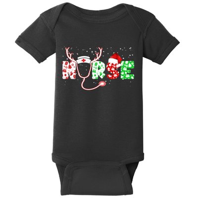 Cute Christmas Nurse Logo Baby Bodysuit