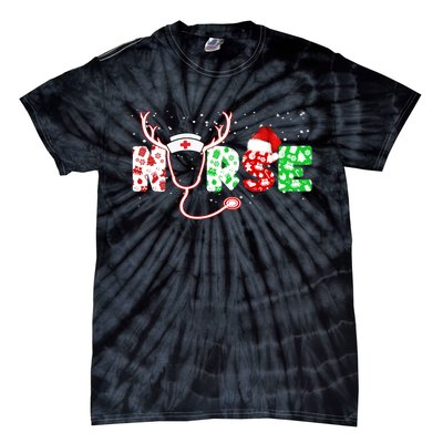 Cute Christmas Nurse Logo Tie-Dye T-Shirt