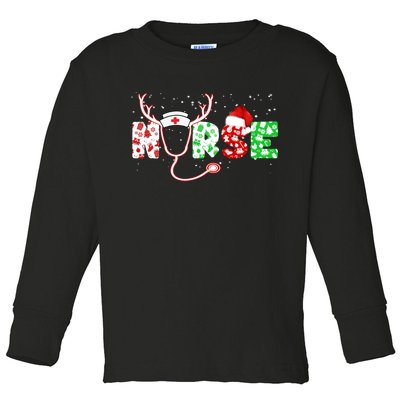 Cute Christmas Nurse Logo Toddler Long Sleeve Shirt