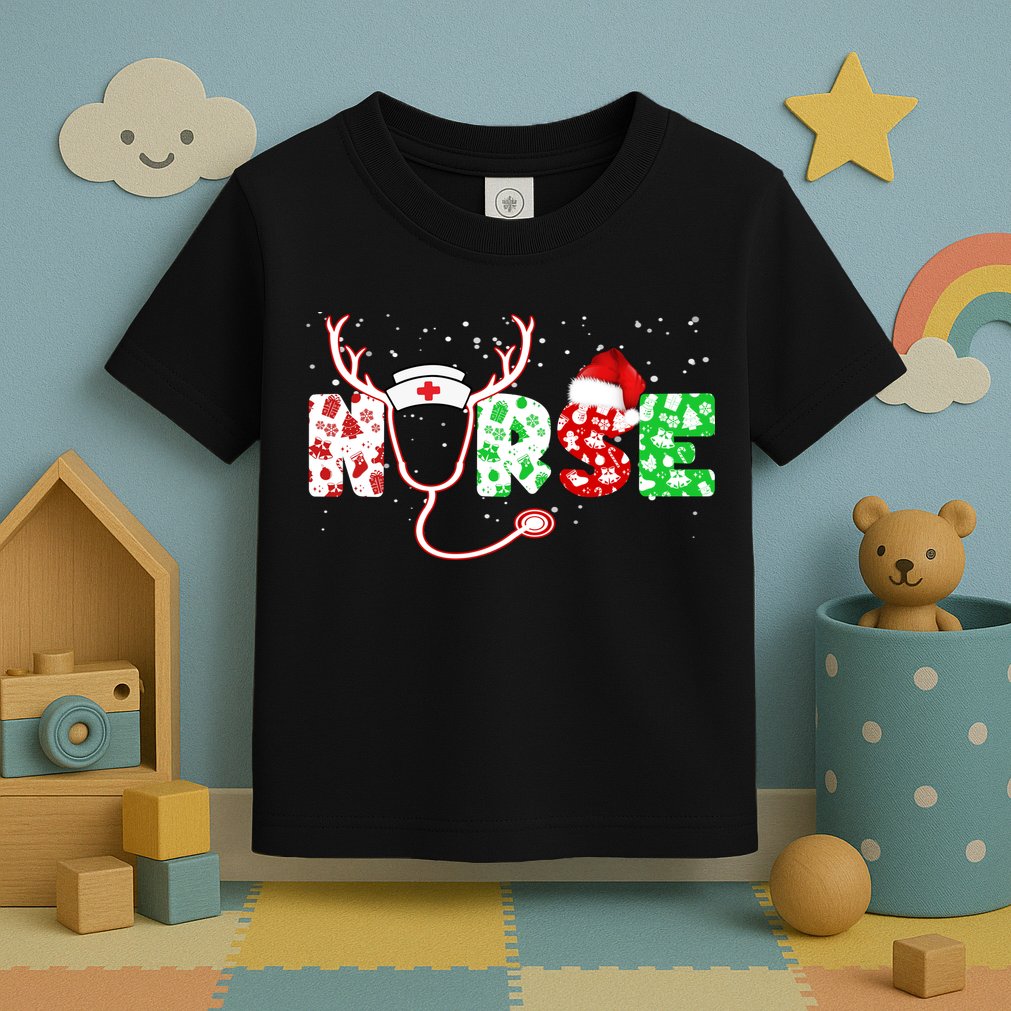 Cute Christmas Nurse Logo Toddler T-Shirt