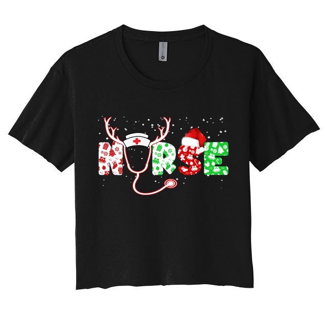 Cute Christmas Nurse Logo Crop Top