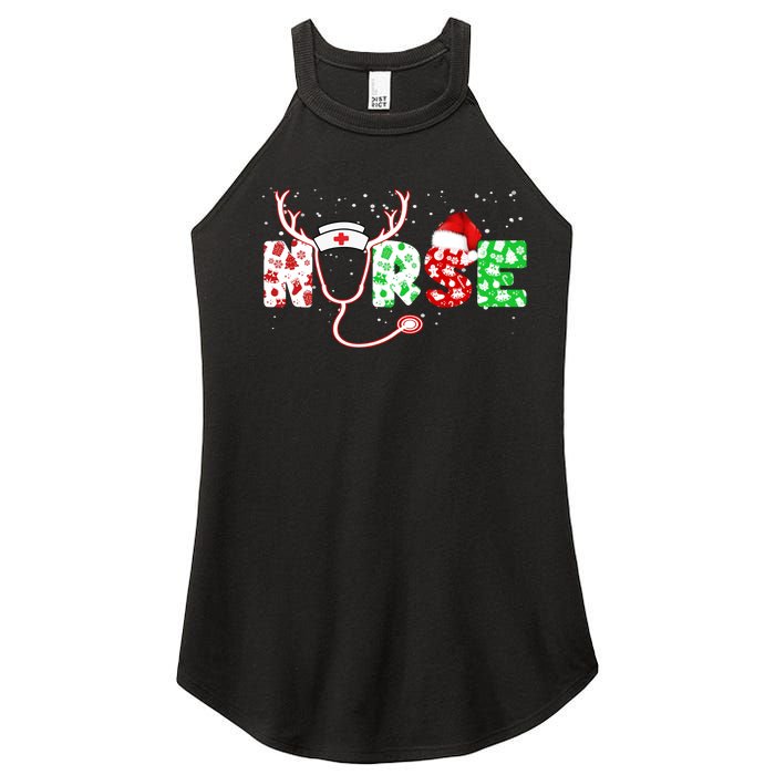 Cute Christmas Nurse Logo Women's Perfect Tri Rocker Tank