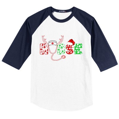 Cute Christmas Nurse Logo Baseball Sleeve Shirt